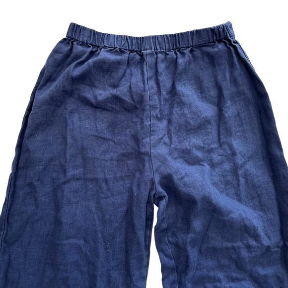 Suzie Kondi Linen Pants Size XS The Delos Pants in 100% Linen Light Blue Gray - Picture 4 of 10